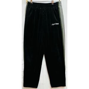 Peacebird Mens velour cord black pull on Large pants stretch drawstring SOFT